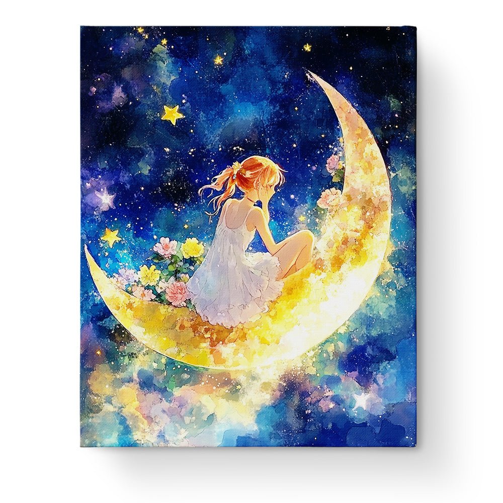 Dreaming on the Crescent Moon - Meditation - BestPaintByNumbers - Paint by Numbers Custom Kit