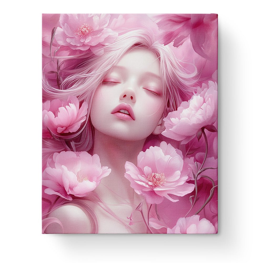 Dreamy Pink Blossoms - Floral Women - BestPaintByNumbers - Paint by Numbers Custom Kit