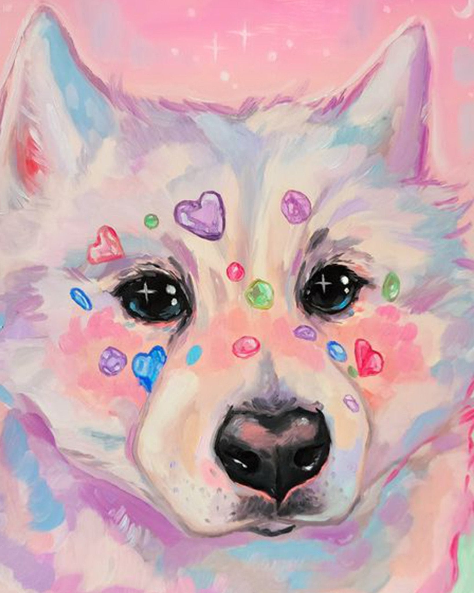 Dreamy Wolf Portrait - Romance - BestPaintByNumbers - Paint by Numbers Custom Kit