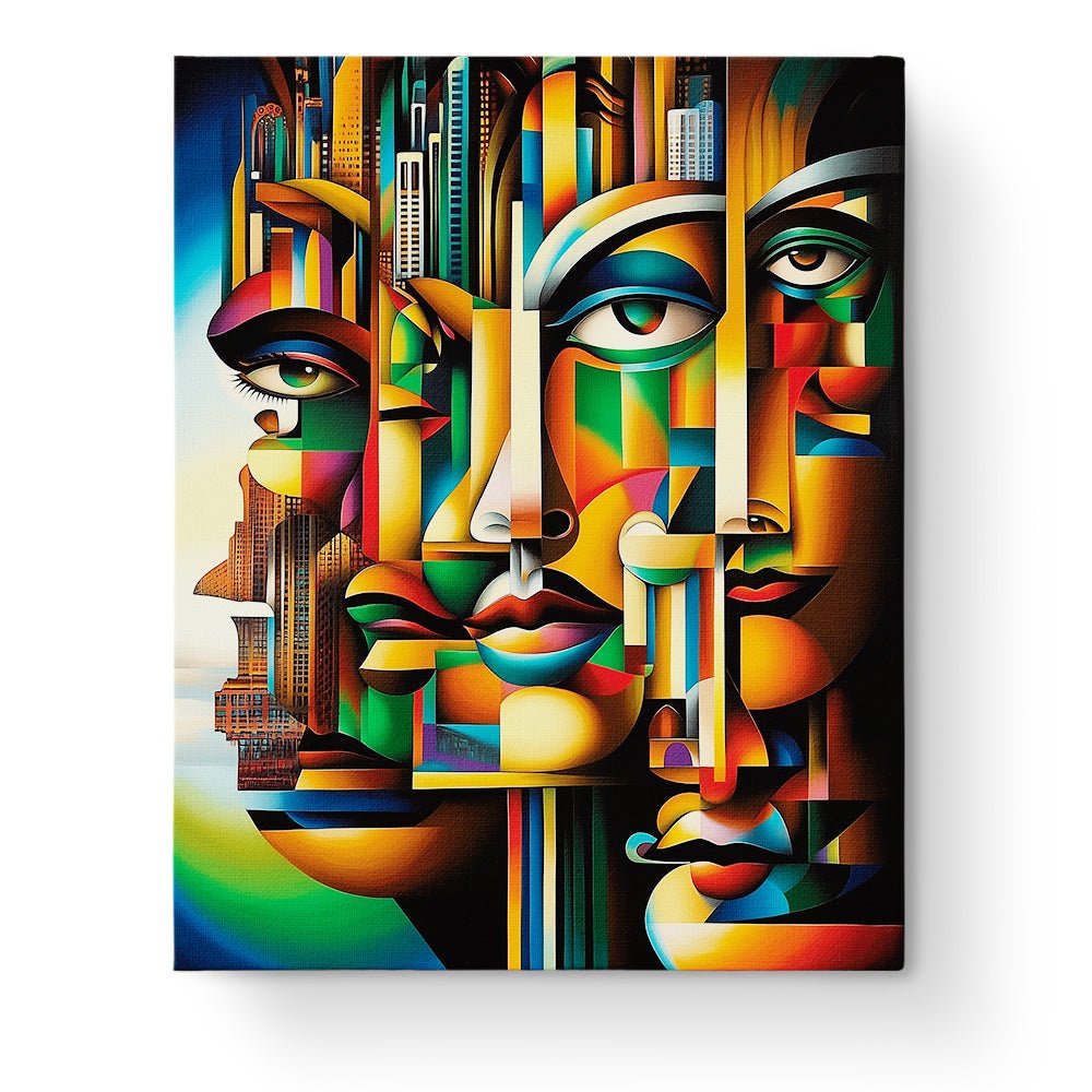 Dynamic City Faces - Cubism - BestPaintByNumbers - Paint by Numbers Custom Kit