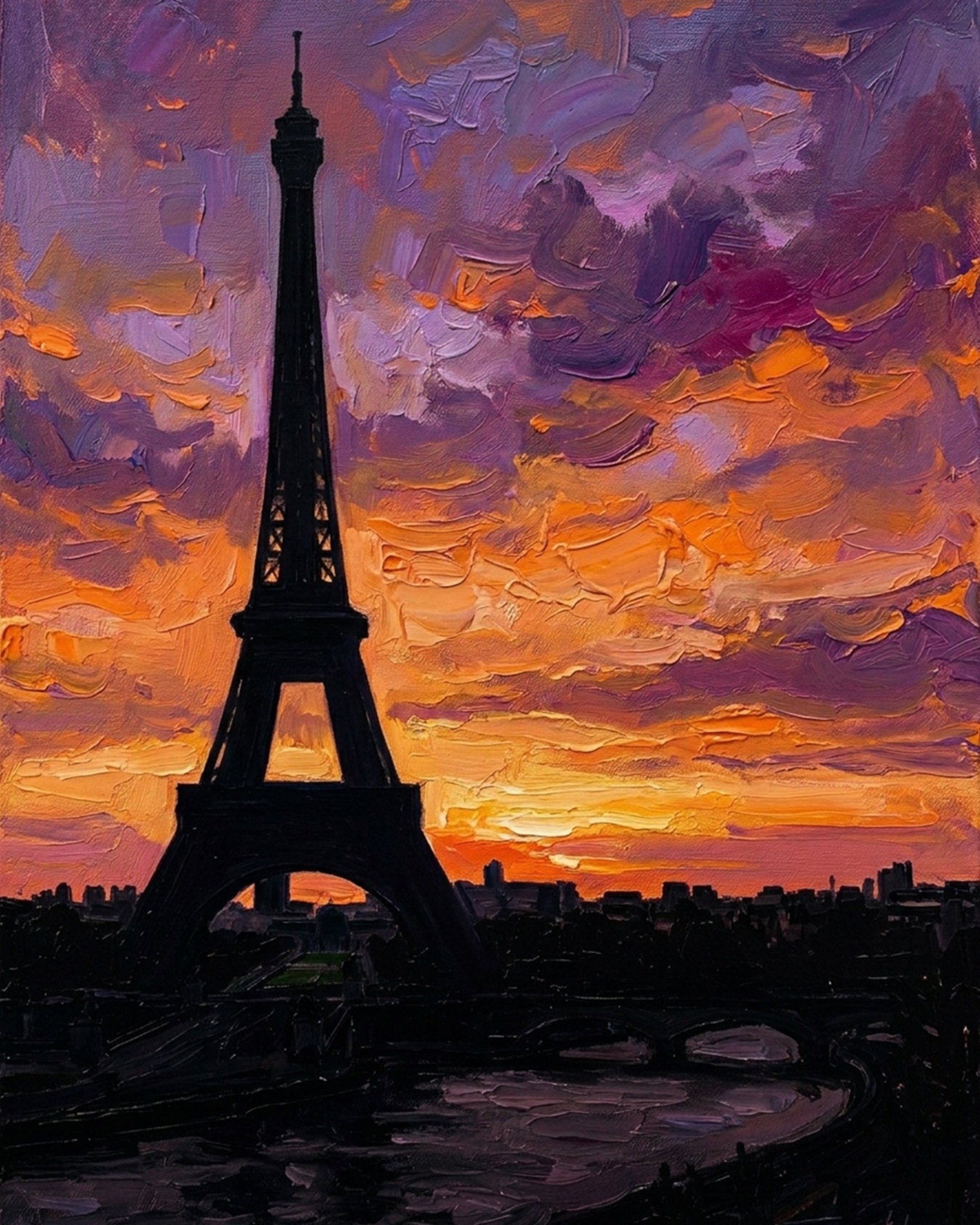 Eiffel Tower Sunset - Landscape - BestPaintByNumbers - Paint by Numbers Custom Kit