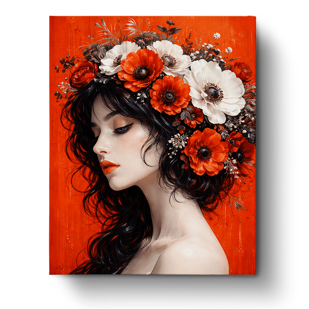 Elegant Floral Portrait - Floral Women - BestPaintByNumbers - Paint by Numbers Custom Kit