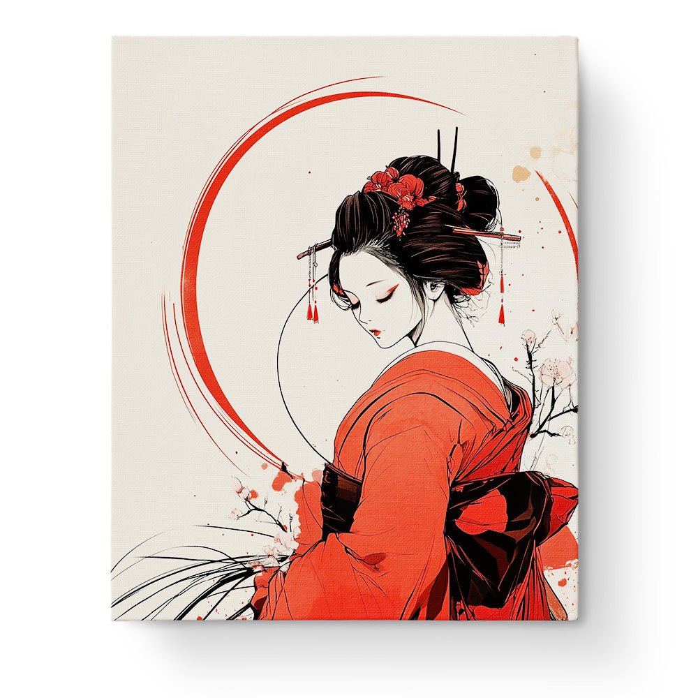 Elegant Geisha Portrait - Asian Art - BestPaintByNumbers - Paint by Numbers Custom Kit