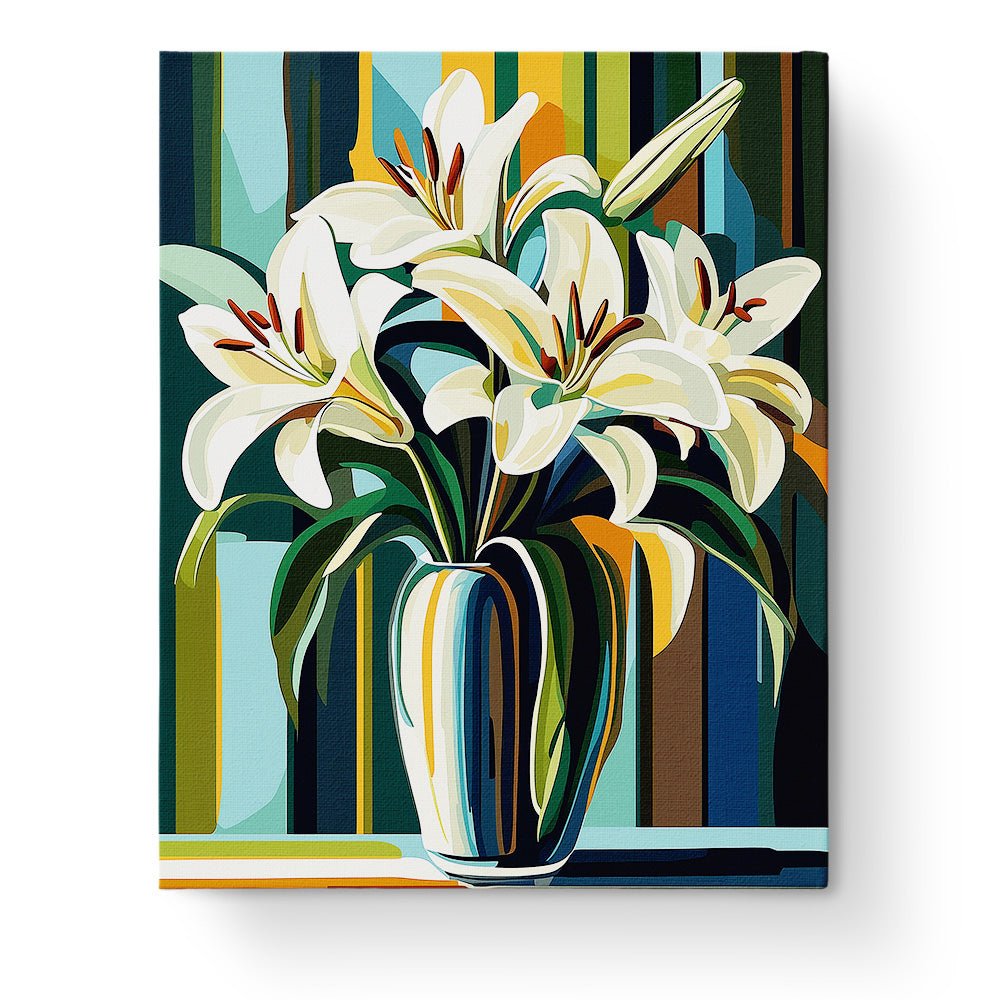 Elegant Lillies in a Vase - Still Life - BestPaintByNumbers - Paint by Numbers Custom Kit