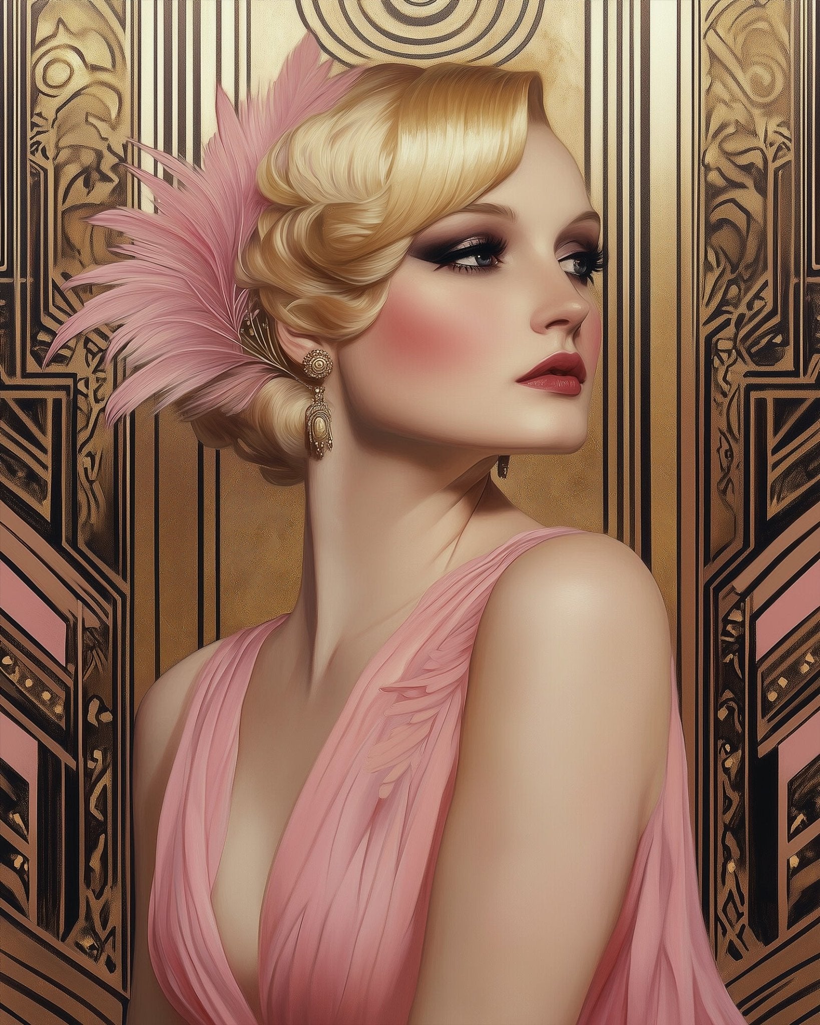 Elegant Vintage Portrait - Art Deco - BestPaintByNumbers - Paint by Numbers Custom Kit