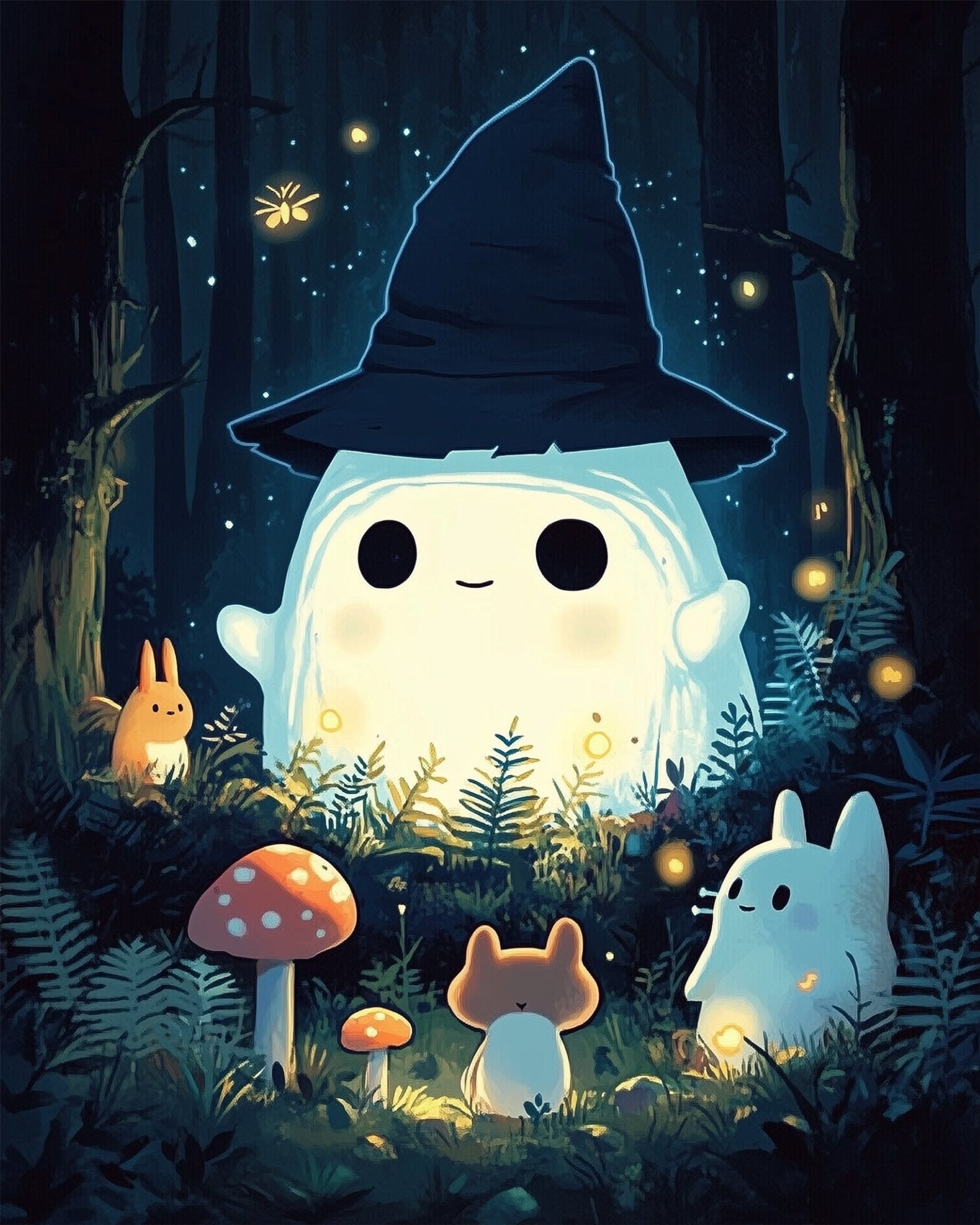 Enchanted Ghost Friend - Halloween - BestPaintByNumbers - Paint by Numbers Custom Kit