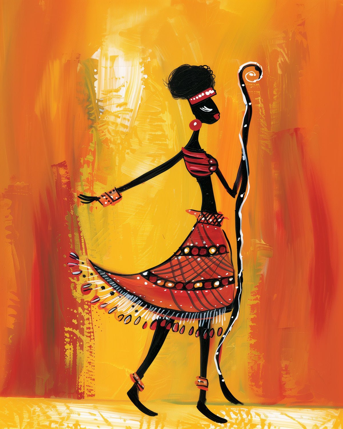 Fixed paint by numbers kit, 24 colors, 12x16in. Tribal woman in bold strokes, warm tones. Perfect for relaxation.