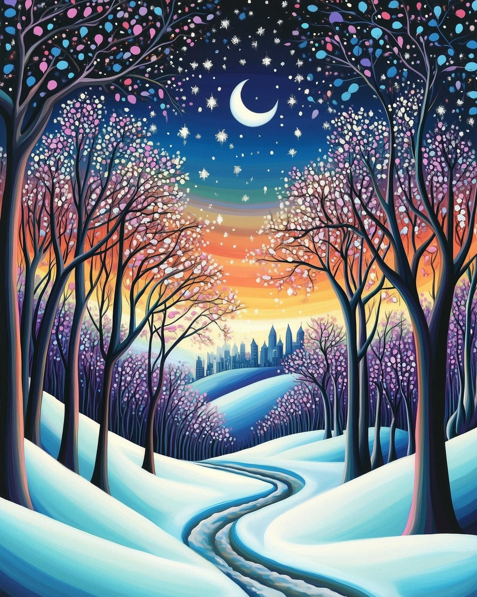 Enchanting Winter Forest - Christmas - BestPaintByNumbers - Paint by Numbers Custom Kit