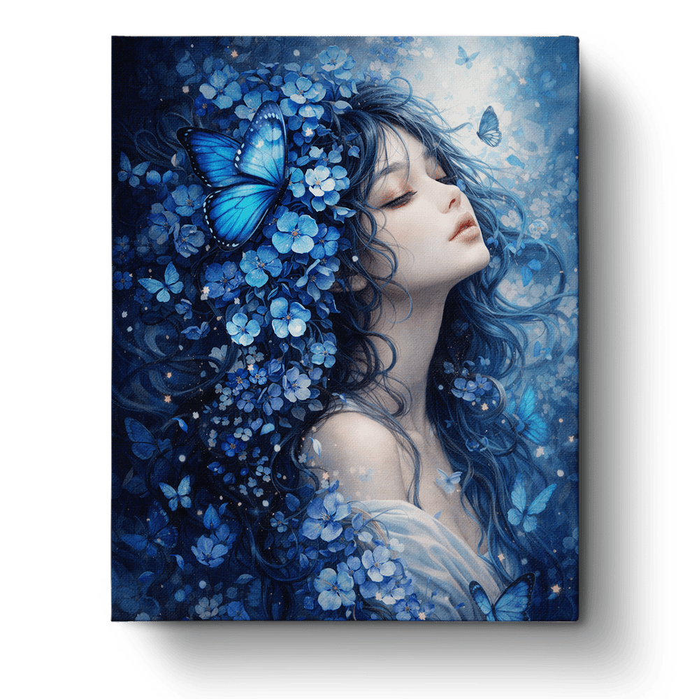 Ethereal Blue Dream - Floral Women - BestPaintByNumbers - Paint by Numbers Custom Kit