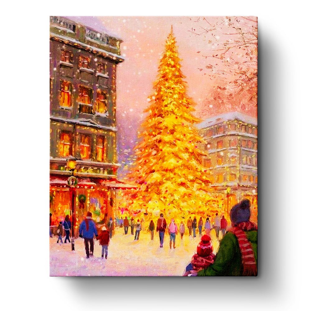 Festive City Tree Glow - Christmas - BestPaintByNumbers - Paint by Numbers Custom Kit