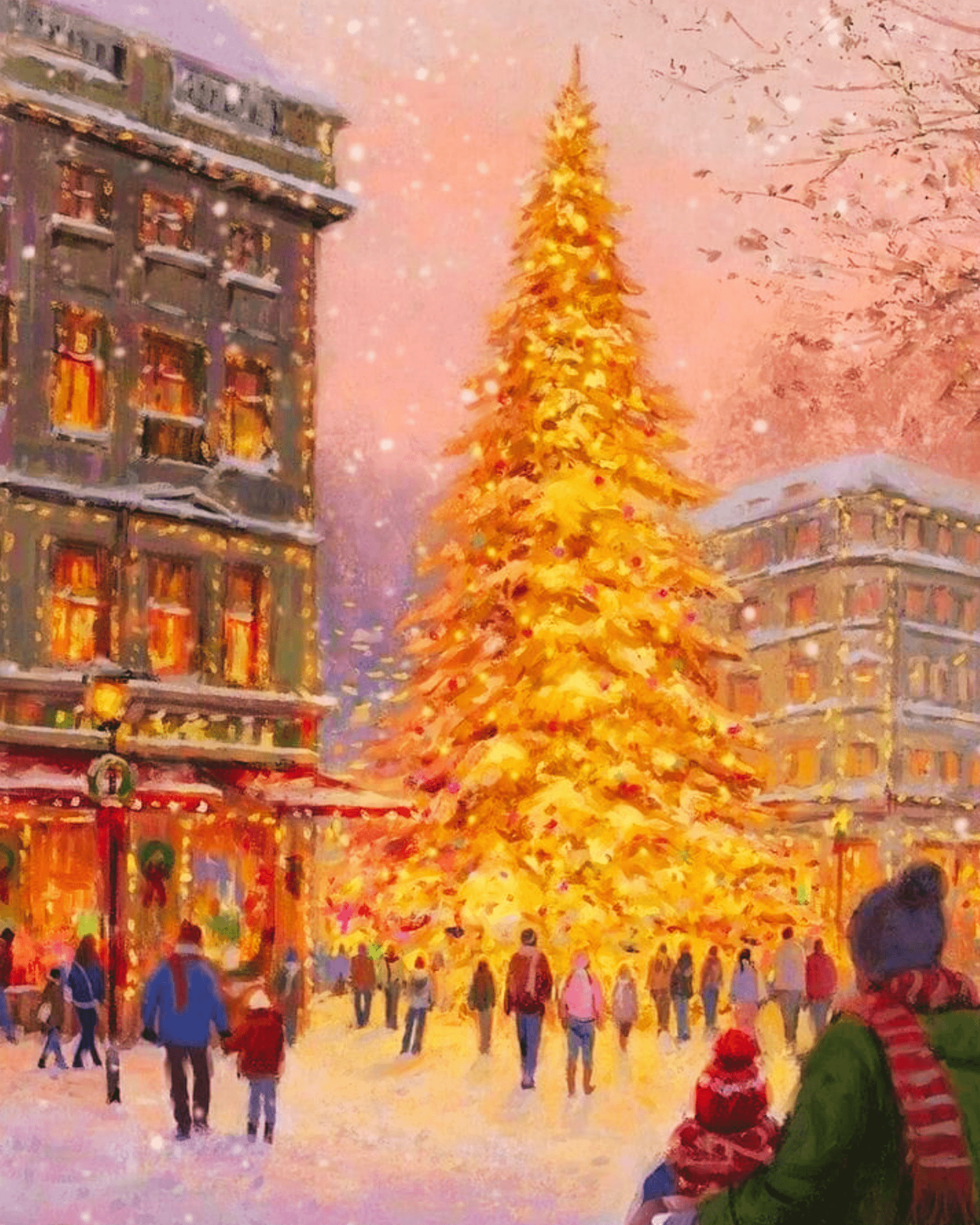 Festive City Tree Glow - Christmas - BestPaintByNumbers - Paint by Numbers Custom Kit