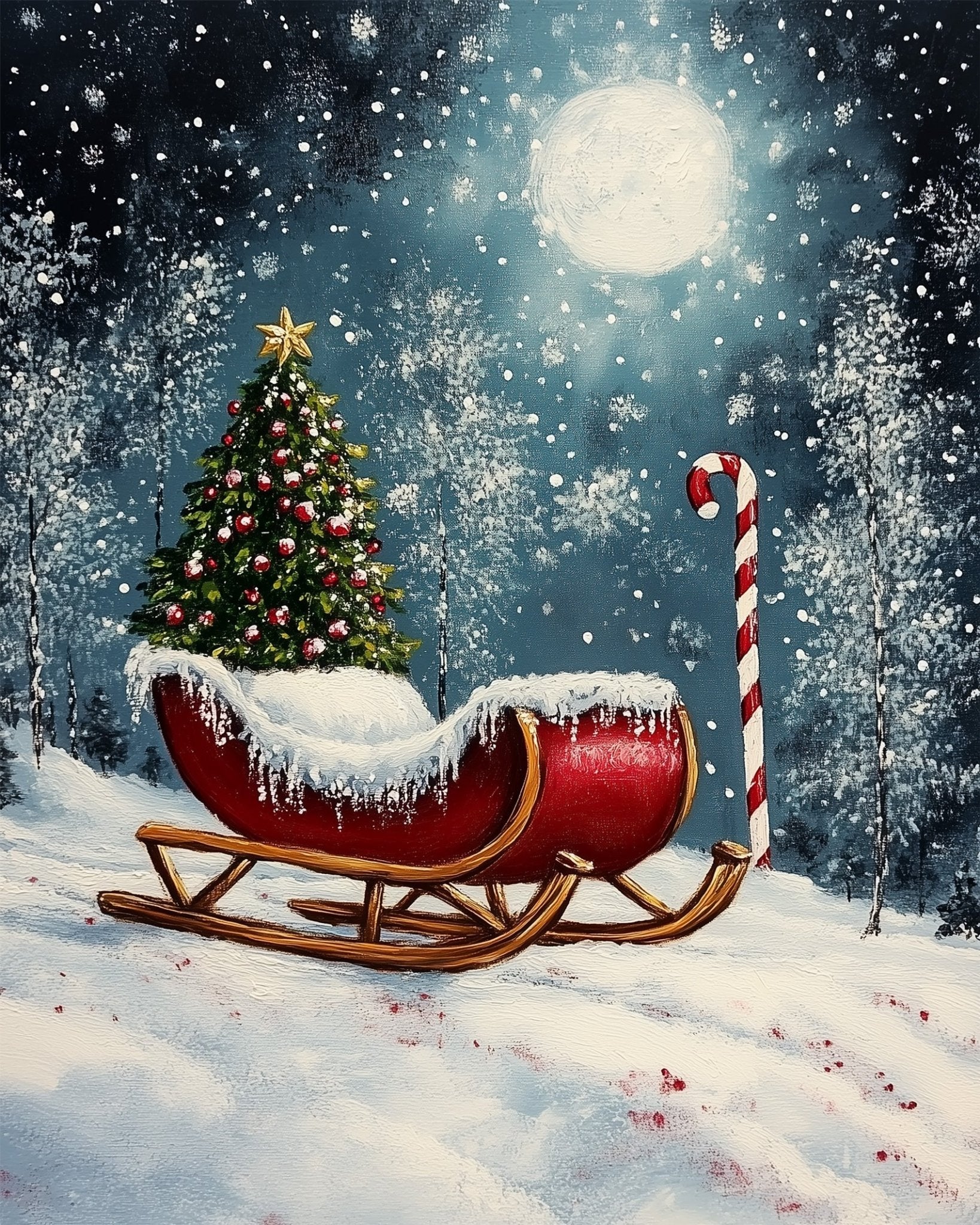 Festive Sleigh Scene - Christmas - BestPaintByNumbers - Paint by Numbers Custom Kit