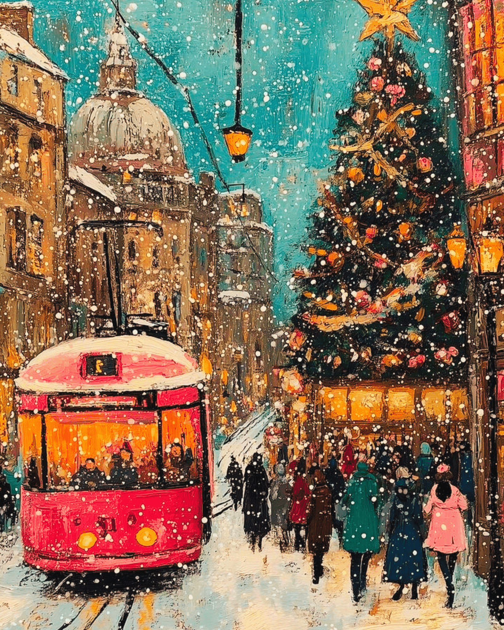 Festive Tram Ride - Christmas - BestPaintByNumbers - Paint by Numbers Custom Kit