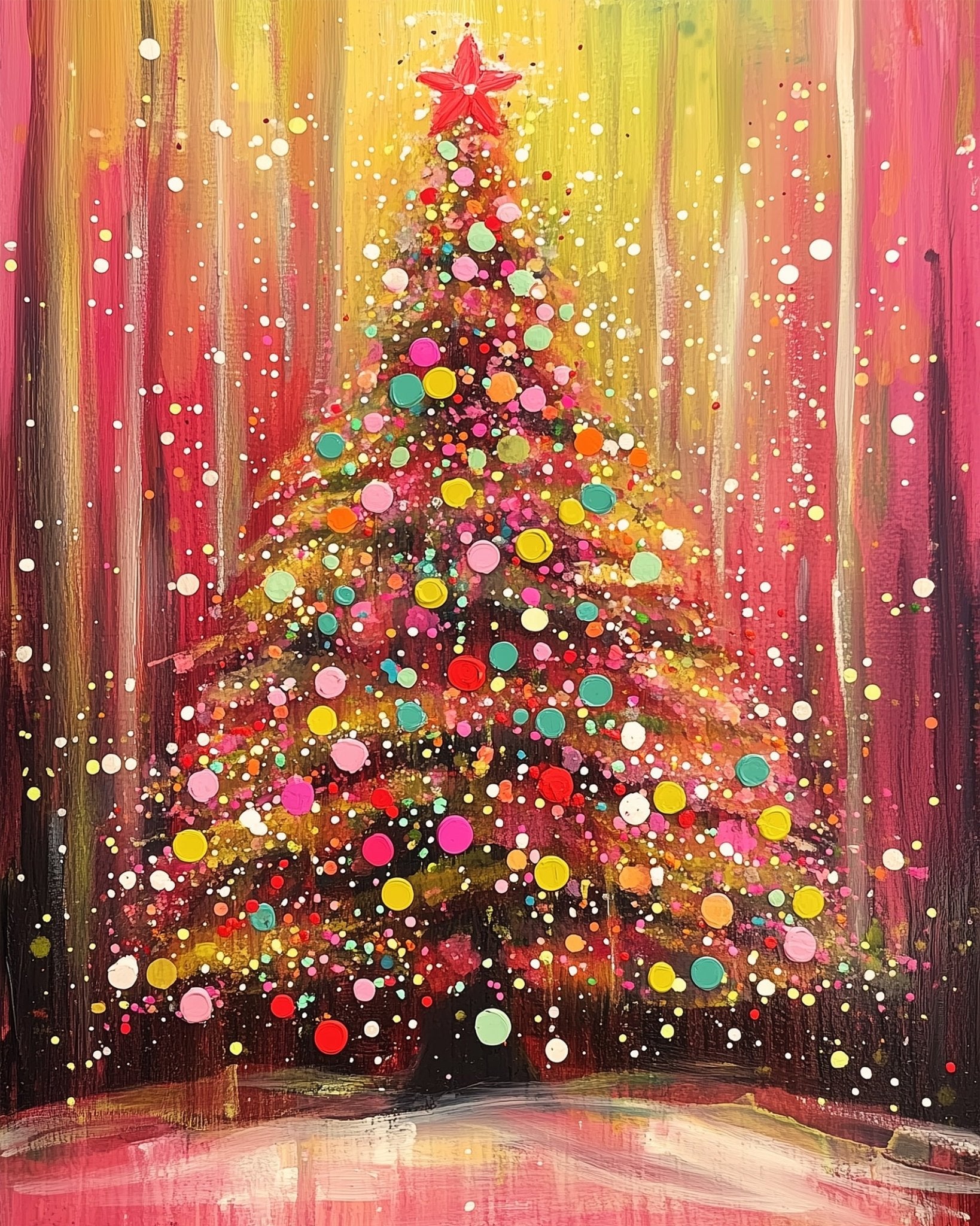 Festive Tree Glow - Christmas - BestPaintByNumbers - Paint by Numbers Custom Kit