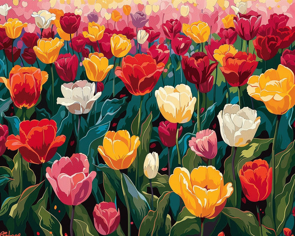 Field of Tulips - BestPaintByNumbers - Paint by Numbers Custom Kit
