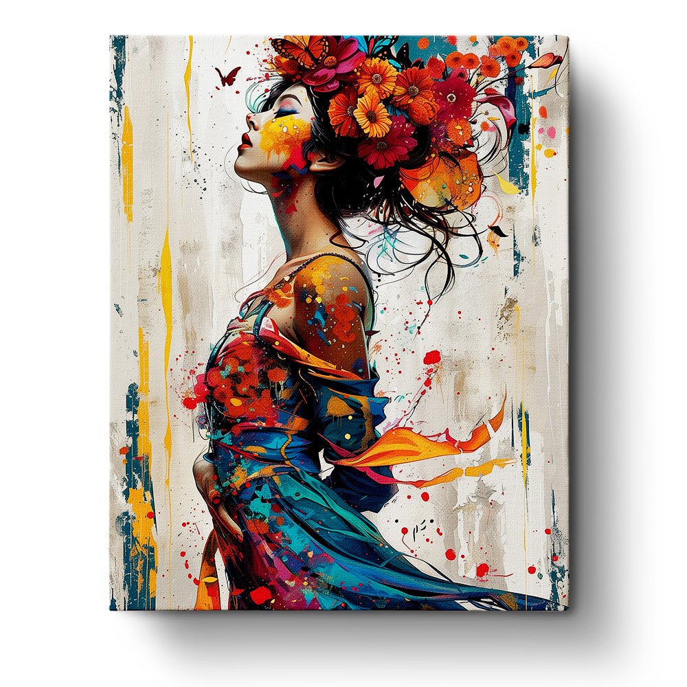 Fixed paint by numbers kit, 24 colors, vibrant floral portrait. Experience relaxation with BestPaintByNumbers.