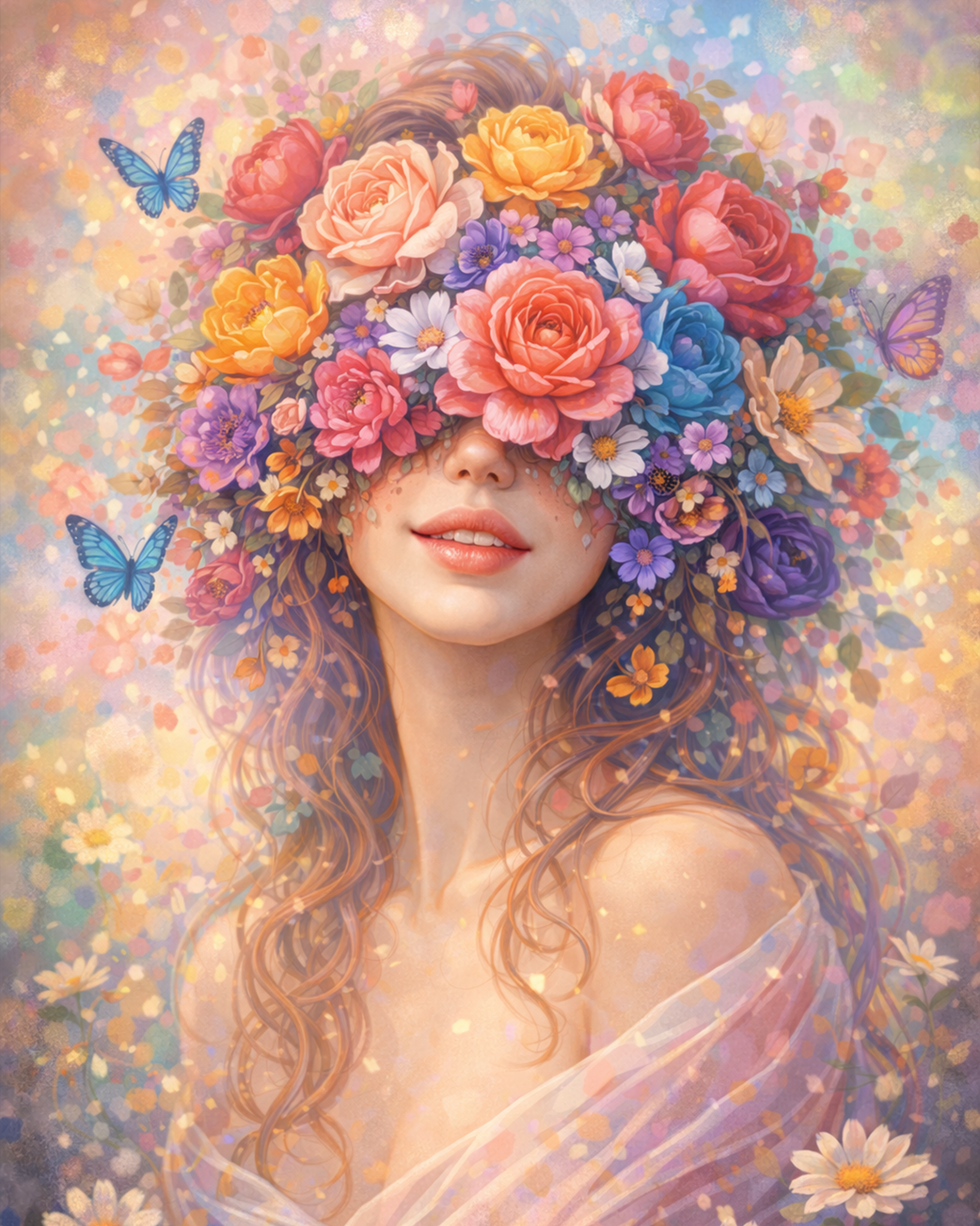 Floral Elegance Vision - Floral Women - BestPaintByNumbers - Paint by Numbers Custom Kit