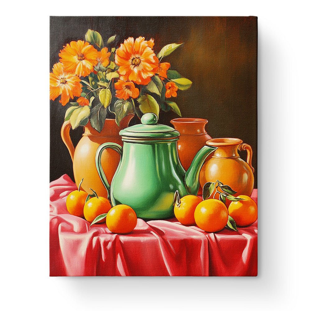 Floral Harmony and Citrus Delight - Still Life - BestPaintByNumbers - Paint by Numbers Custom Kit