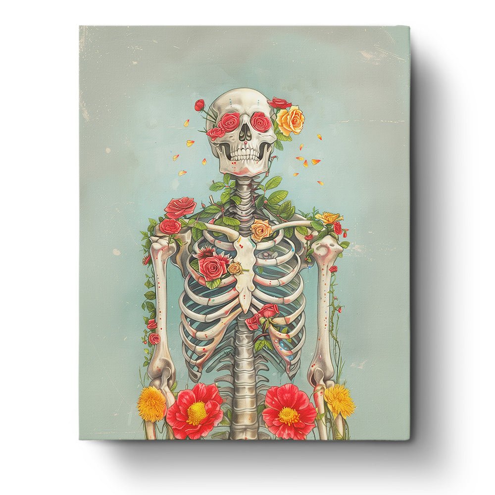 Floral Skullscape - Skeleton - BestPaintByNumbers - Paint by Numbers fixed Kit
