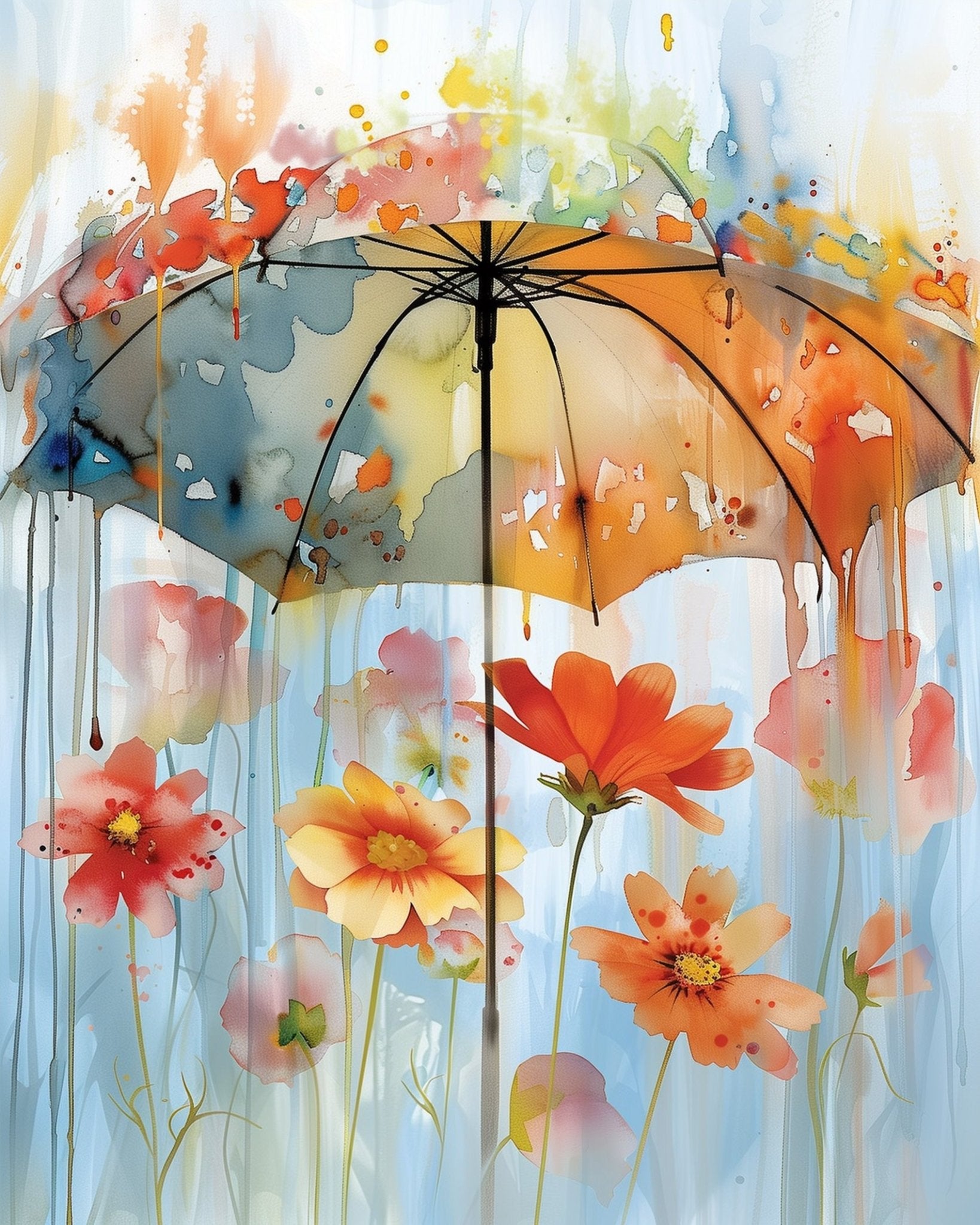 Floral Umbrella Harmony - Bohemian Vibes - BestPaintByNumbers - Paint by Numbers Custom Kit