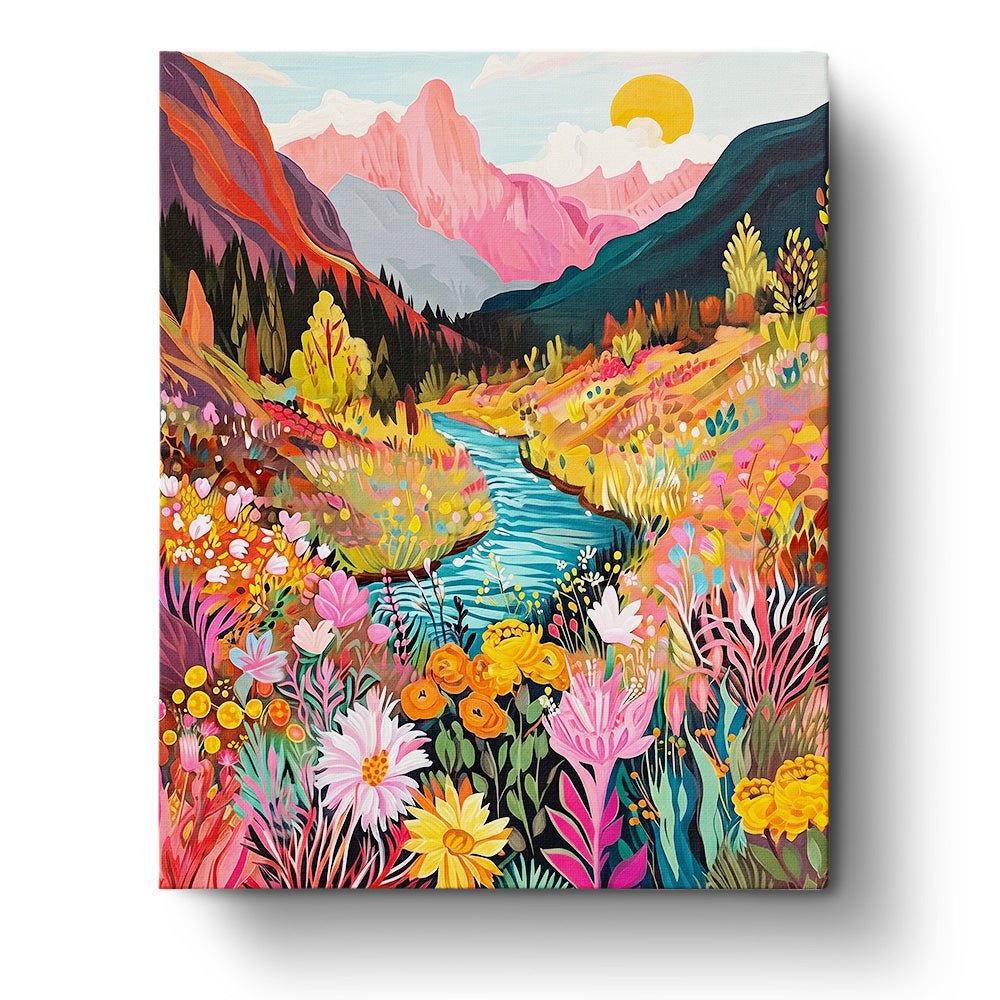 Floral Valley Serenity - Landscape - BestPaintByNumbers - Paint by Numbers Custom Kit