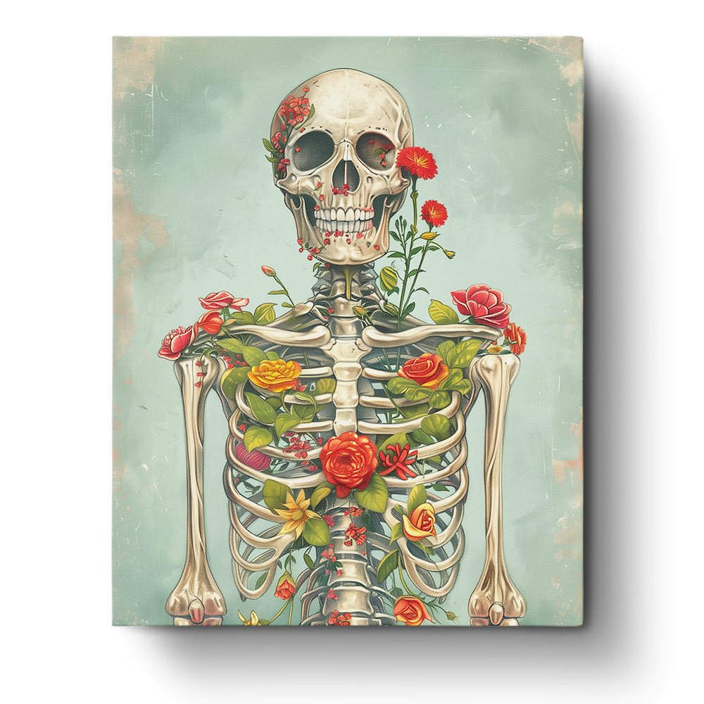 Flowering Remains - Skeleton - BestPaintByNumbers - Paint by Numbers Custom Kit