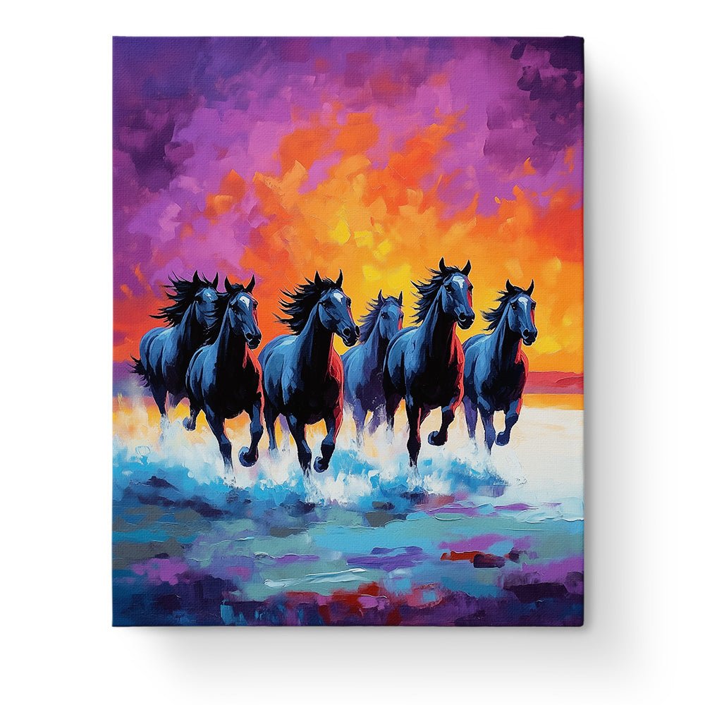 Galloping Horses at Sunset - Animals - BestPaintByNumbers - Paint by Numbers Custom Kit