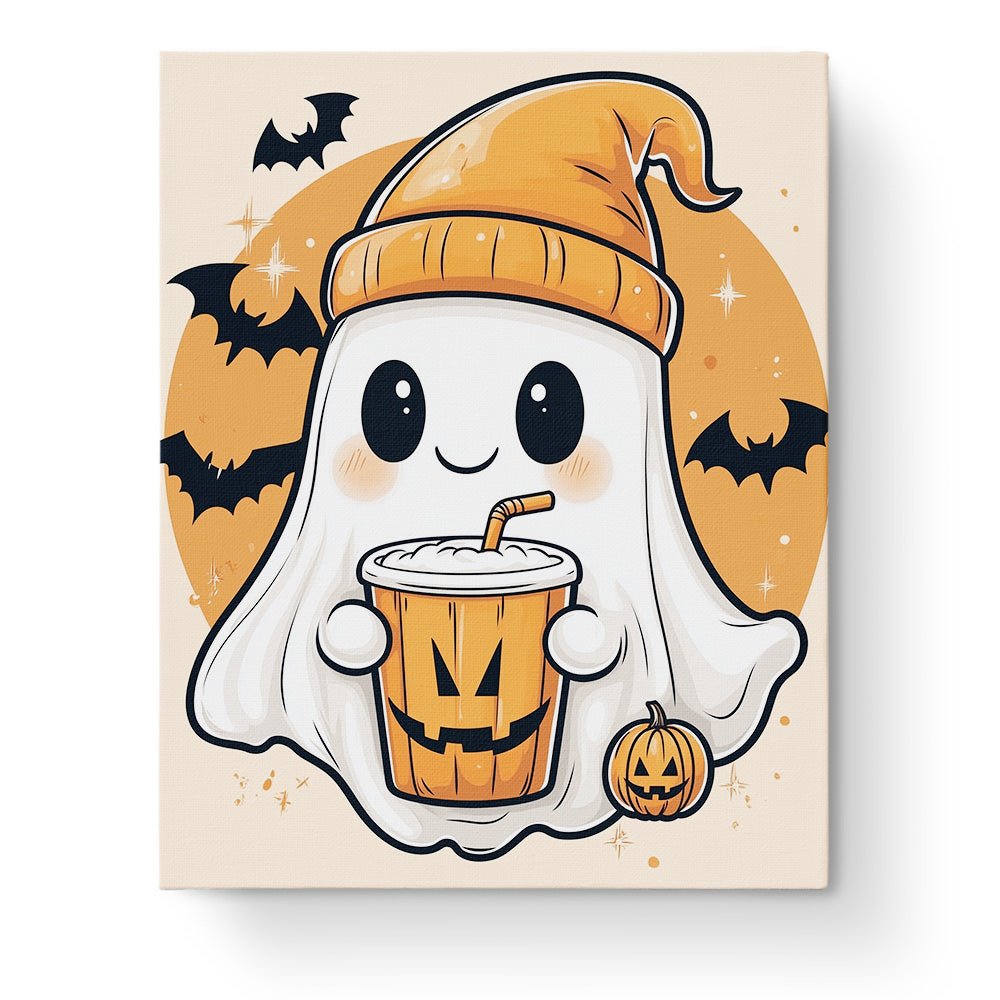 Ghostly Pumpkin Sipper - Halloween - BestPaintByNumbers - Paint by Numbers Custom Kit