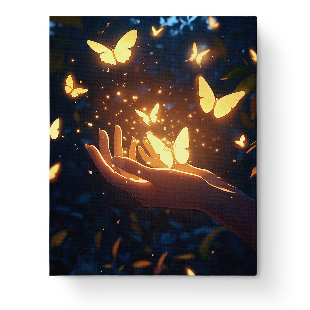 Glowing Butterflies at Dusk - Lo - Fi - BestPaintByNumbers - Paint by Numbers Custom Kit