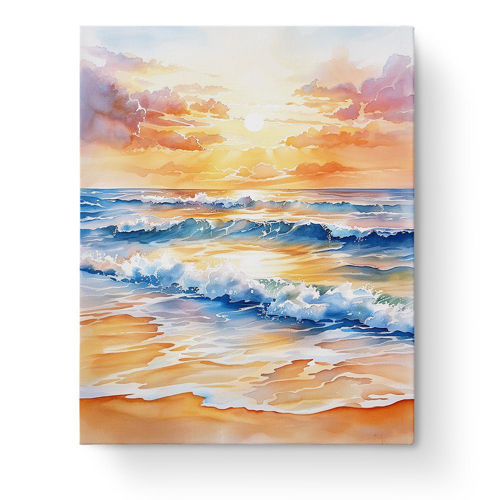 Glowing Sunset Waves - Sea Landscape - BestPaintByNumbers - Paint by Numbers Custom Kit