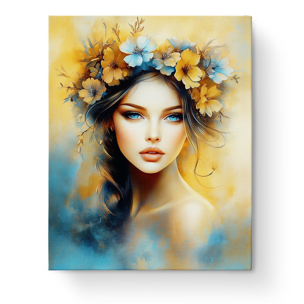 Golden Floral Beauty - Floral Women - BestPaintByNumbers - Paint by Numbers Custom Kit