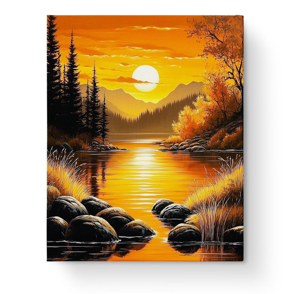 Golden Sunset River - Landscape - BestPaintByNumbers - Paint by Numbers Custom Kit