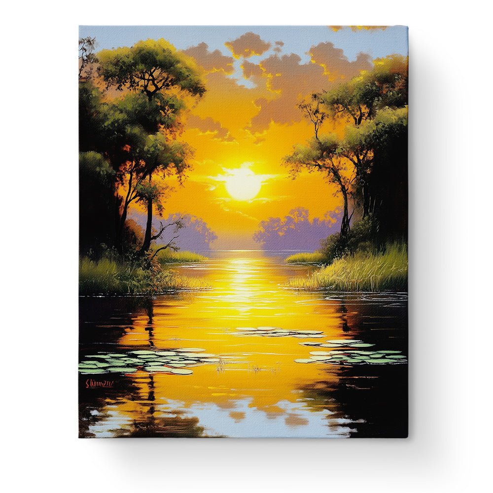 Golden Sunset Serenity - Landscape - BestPaintByNumbers - Paint by Numbers Custom Kit