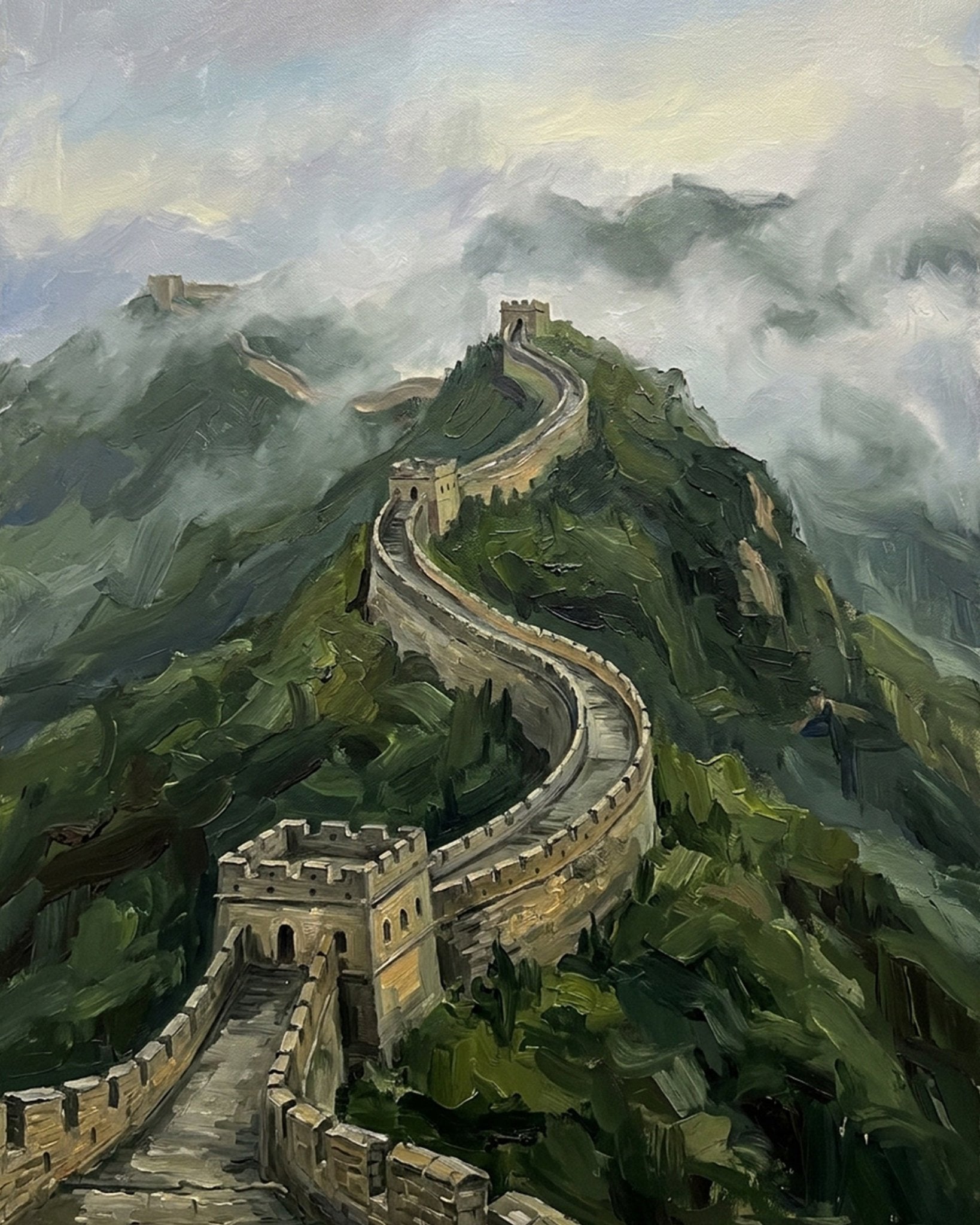 Great Wall of China View - Landscape - BestPaintByNumbers - Paint by Numbers Custom Kit