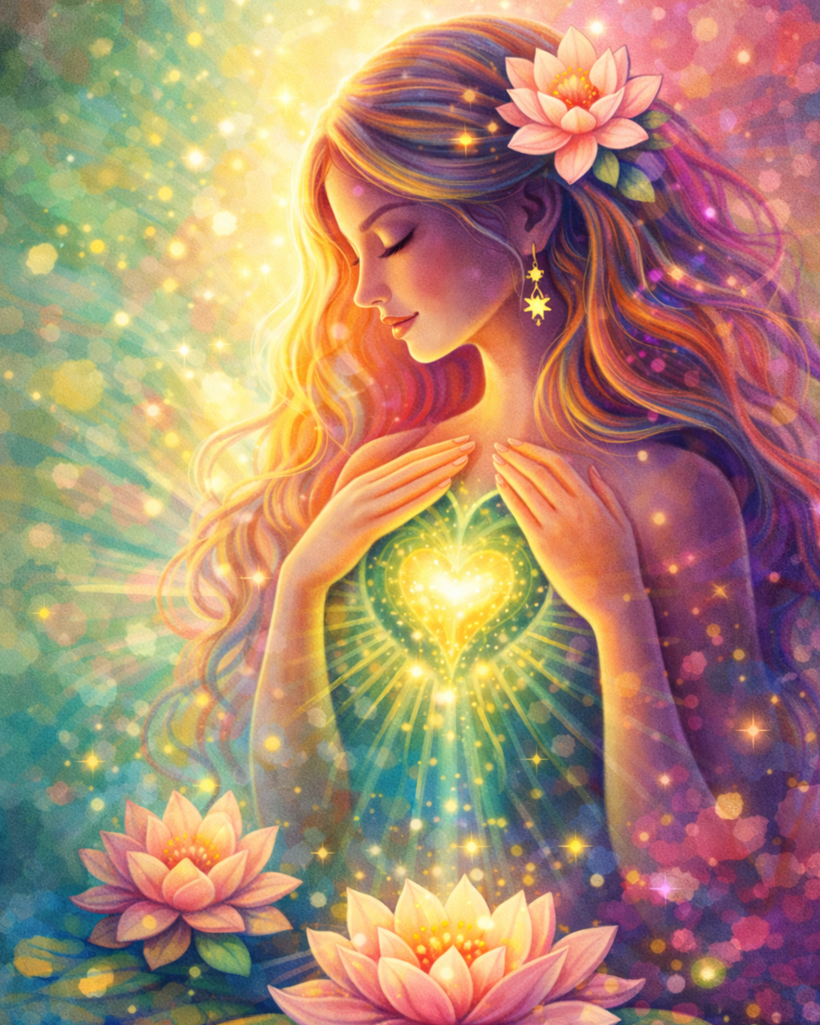 Heartfelt Radiance - Meditation - BestPaintByNumbers - Paint by Numbers Custom Kit