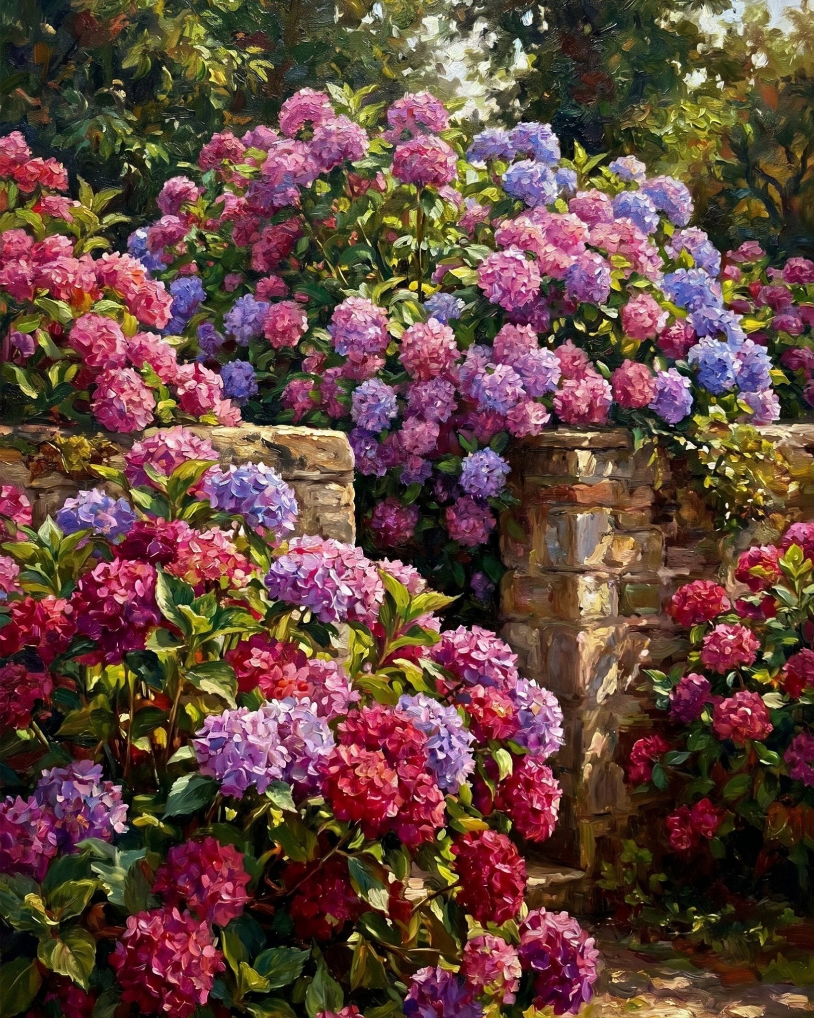 Hydrangea Garden Pathway - Flowers - BestPaintByNumbers - Paint by Numbers Custom Kit