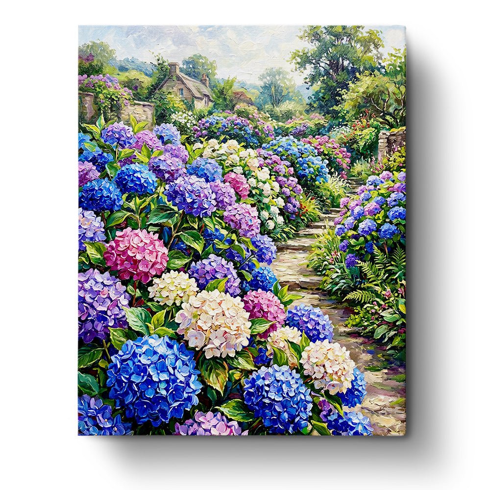 Hydrangea Pathway - Flowers - BestPaintByNumbers - Paint by Numbers Custom Kit