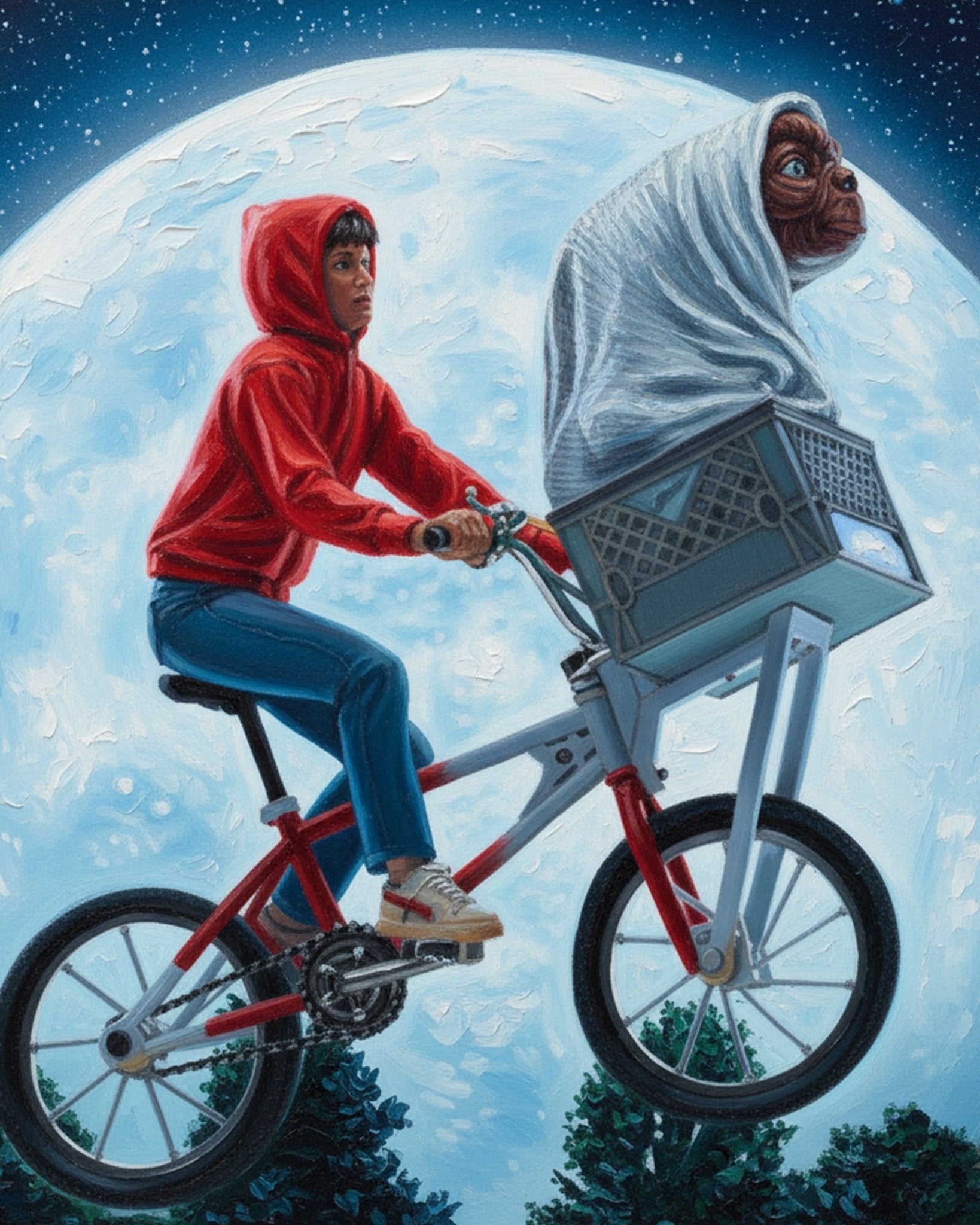 Iconic Bike Ride - Movies - BestPaintByNumbers - Paint by Numbers Custom Kit