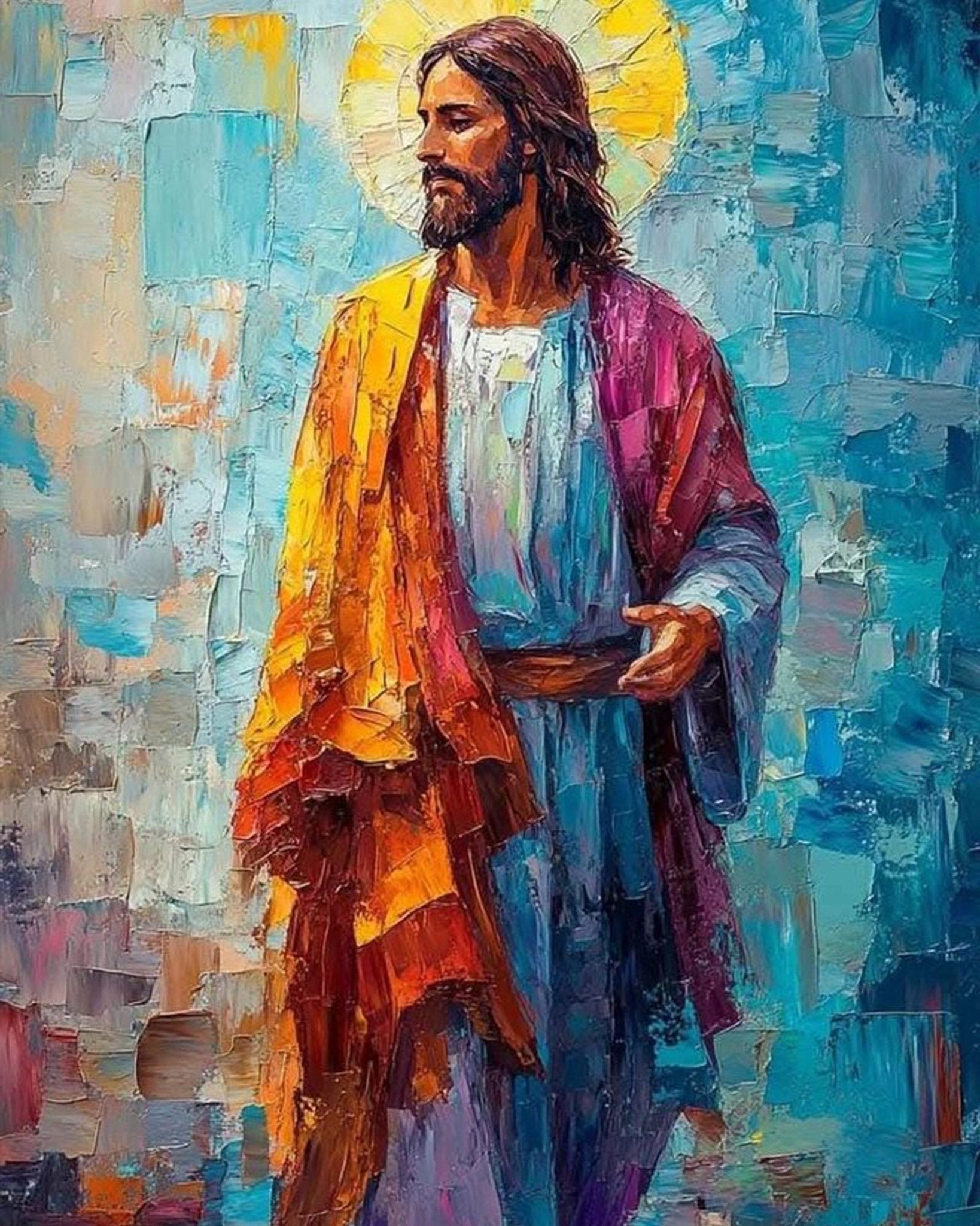 Jesus in Vibrant Colors - Religion - BestPaintByNumbers - Paint by Numbers Custom Kit