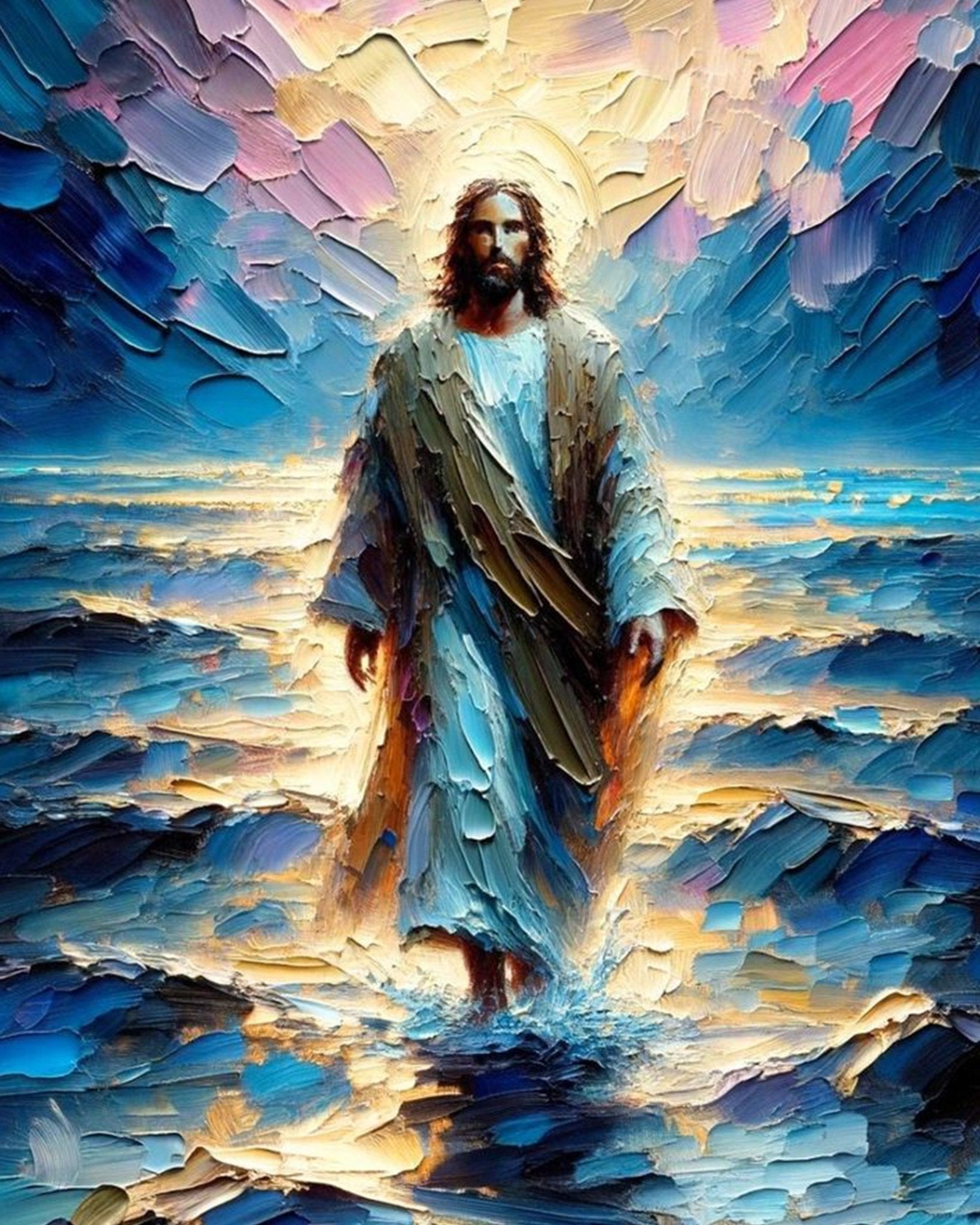 Jesus Walking on Water - Religion - BestPaintByNumbers - Paint by Numbers Custom Kit