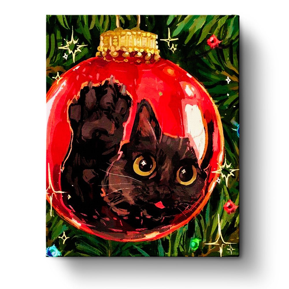 Kitten in Christmas Ornament - Christmas - BestPaintByNumbers - Paint by Numbers Custom Kit