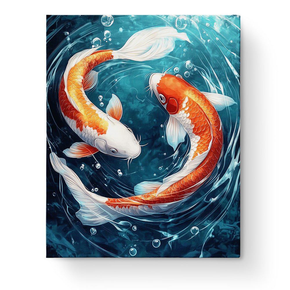 Koi Fish Harmony - Asian Art - BestPaintByNumbers - Paint by Numbers Custom Kit