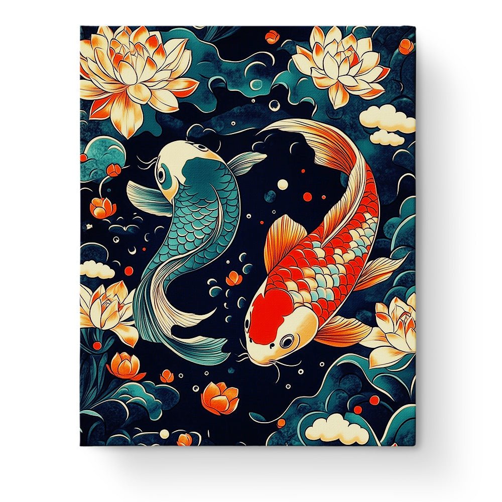 Koi Fish Serenity - Asian Art - BestPaintByNumbers - Paint by Numbers Custom Kit