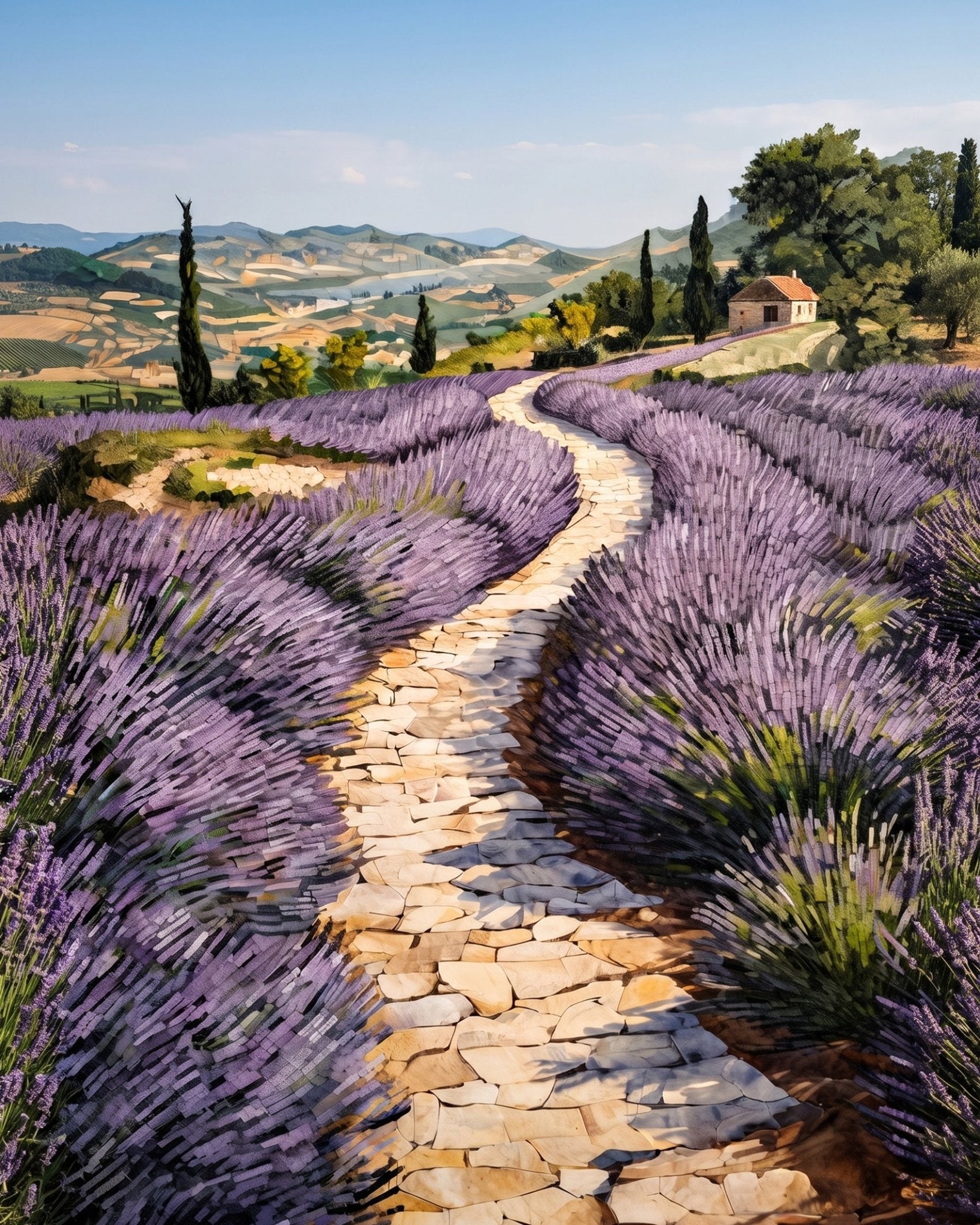 Lavender Pathway - Flowers - BestPaintByNumbers - Paint by Numbers Custom Kit