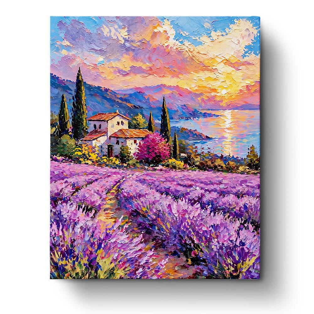 Lavender Sunset Retreat - Flowers - BestPaintByNumbers - Paint by Numbers Custom Kit