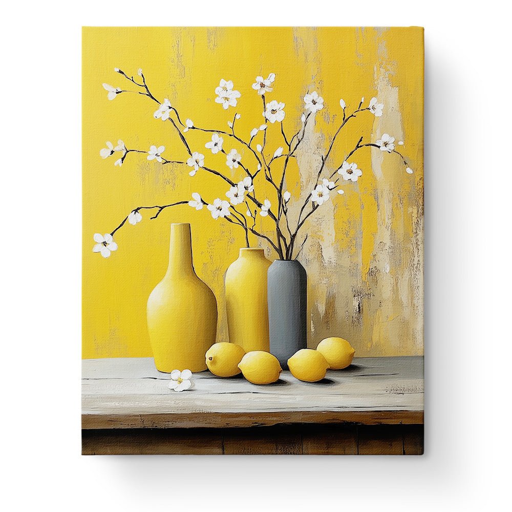 Lemon Vases and Blossoms - Still Life - BestPaintByNumbers - Paint by Numbers Custom Kit