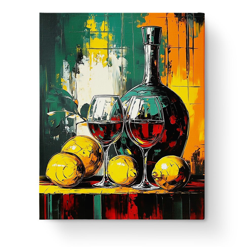 Lemons and Wine Elegance - Still Life - BestPaintByNumbers - Paint by Numbers Custom Kit