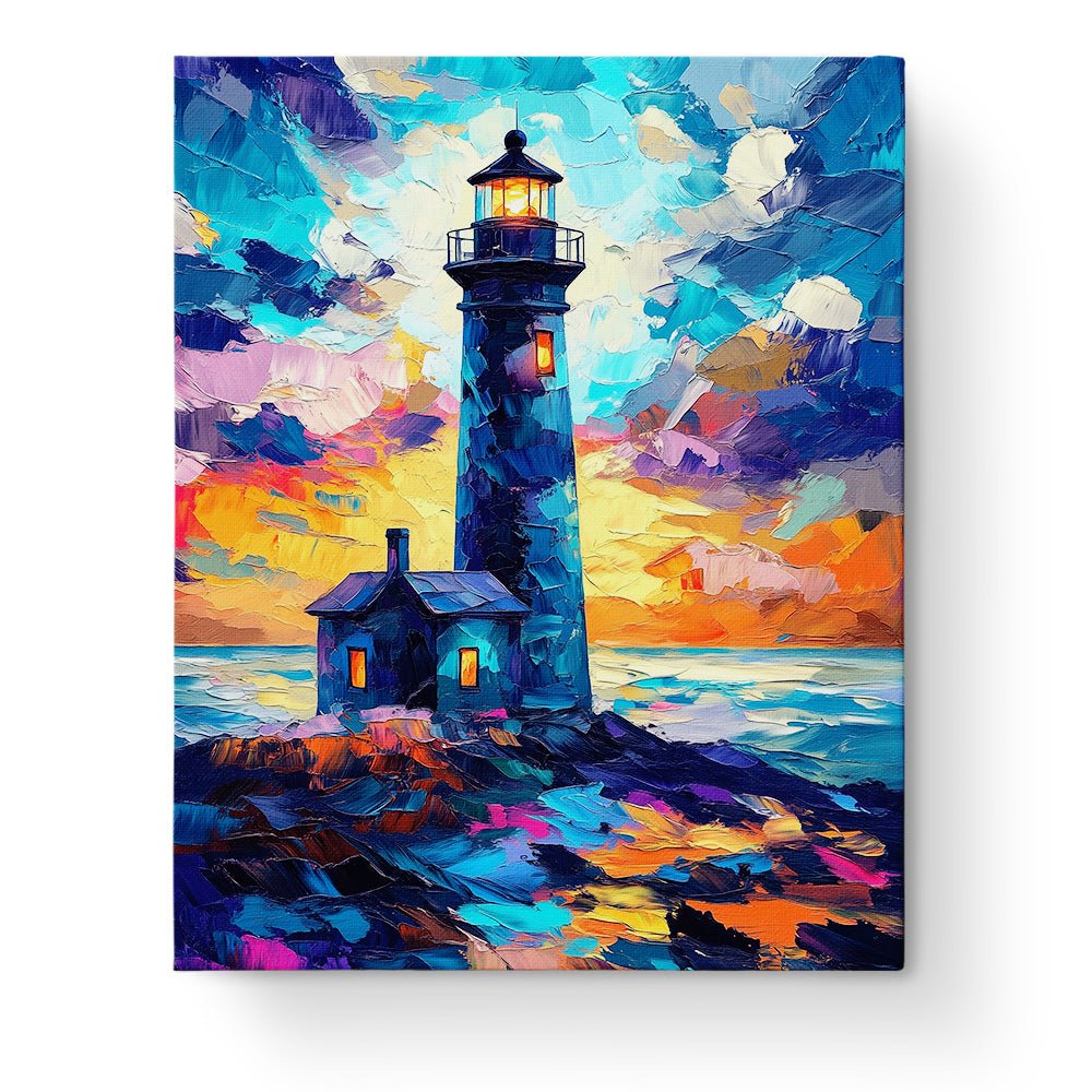 Lighthouse at Sunset - Impressionist - BestPaintByNumbers - Paint by Numbers Custom Kit