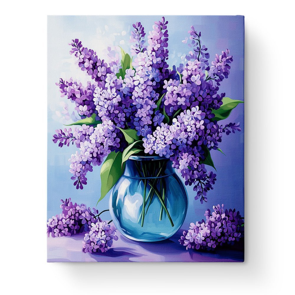 Lilac Serenity in Glass Vase - Flowers - BestPaintByNumbers - Paint by Numbers Custom Kit