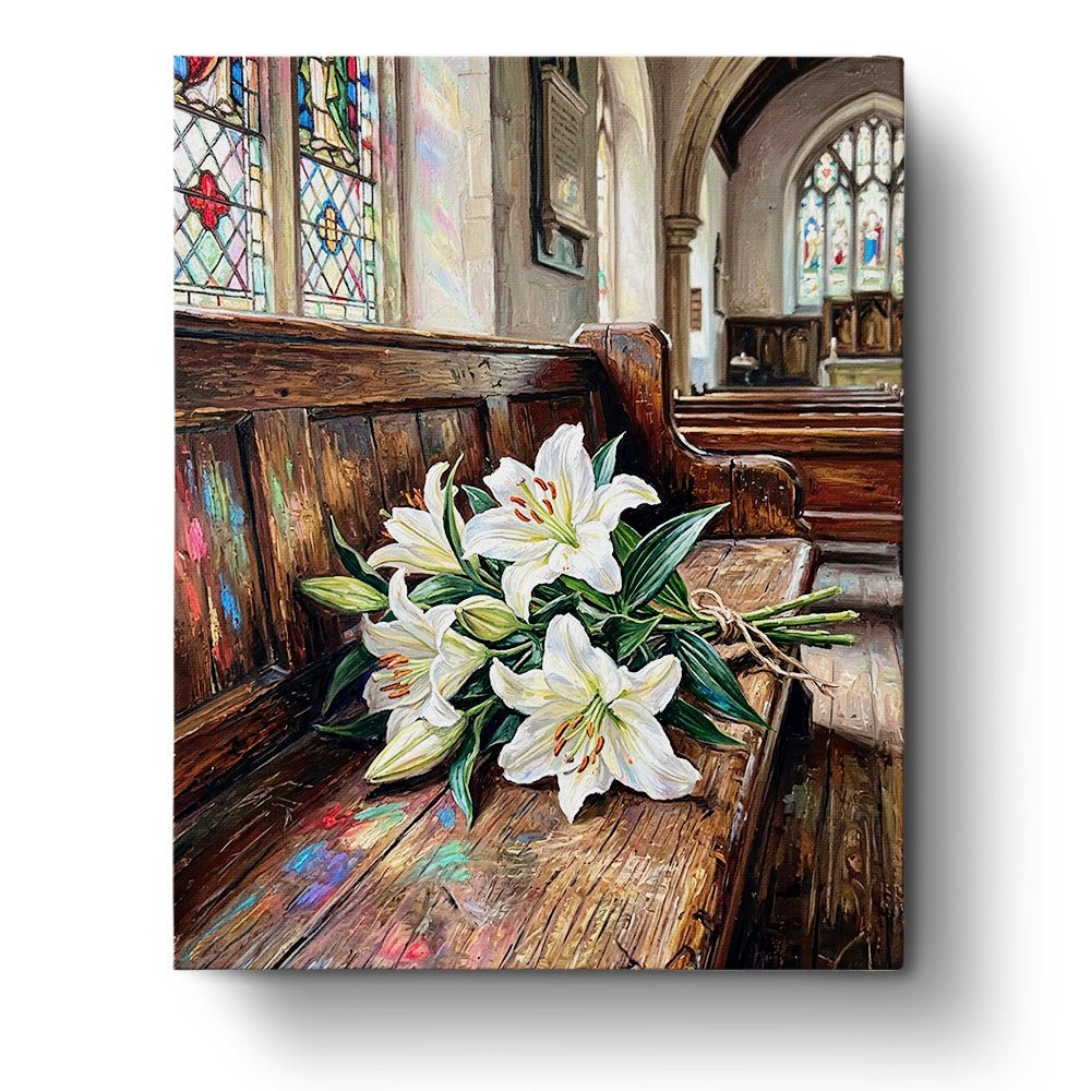 Lily Serenity in Sunlit Chapel - Flowers - BestPaintByNumbers - Paint by Numbers Custom Kit